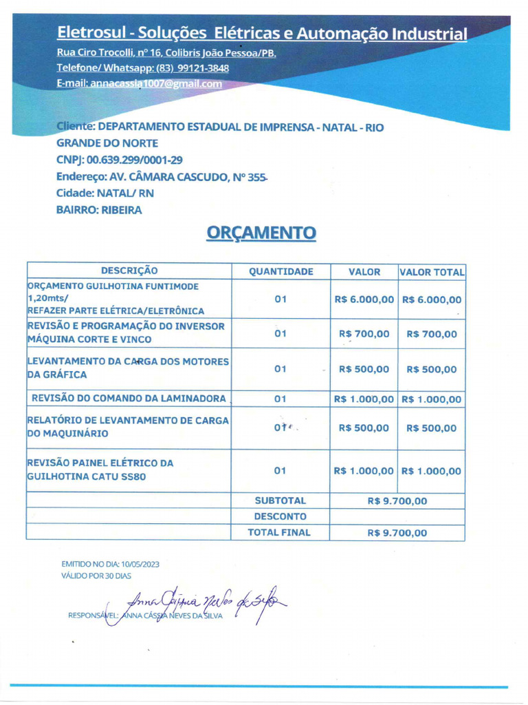 Orçamento Eletrosul | PDF