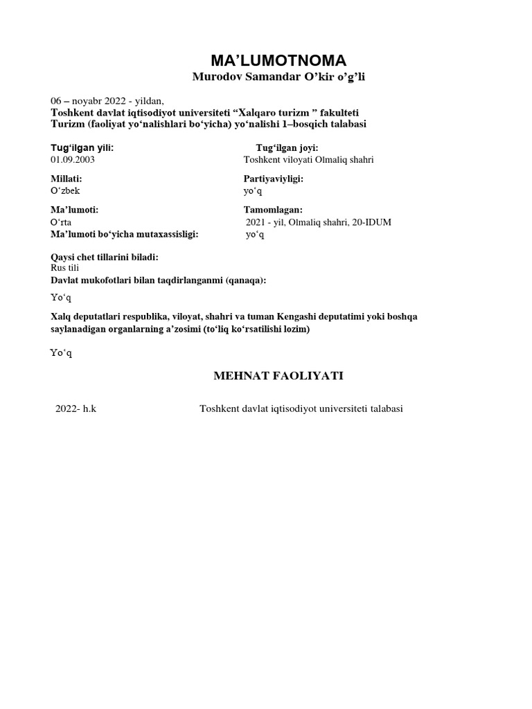 Murodov Samandar | PDF