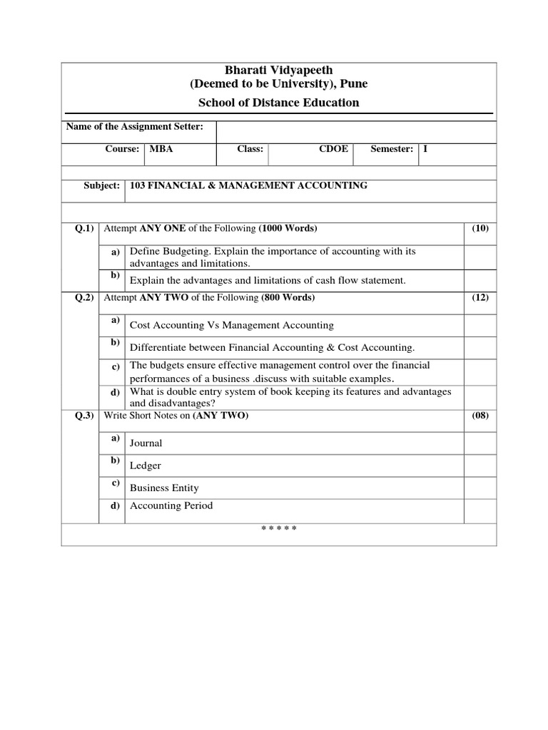 103 Financial and Management Accounting 281123 | PDF