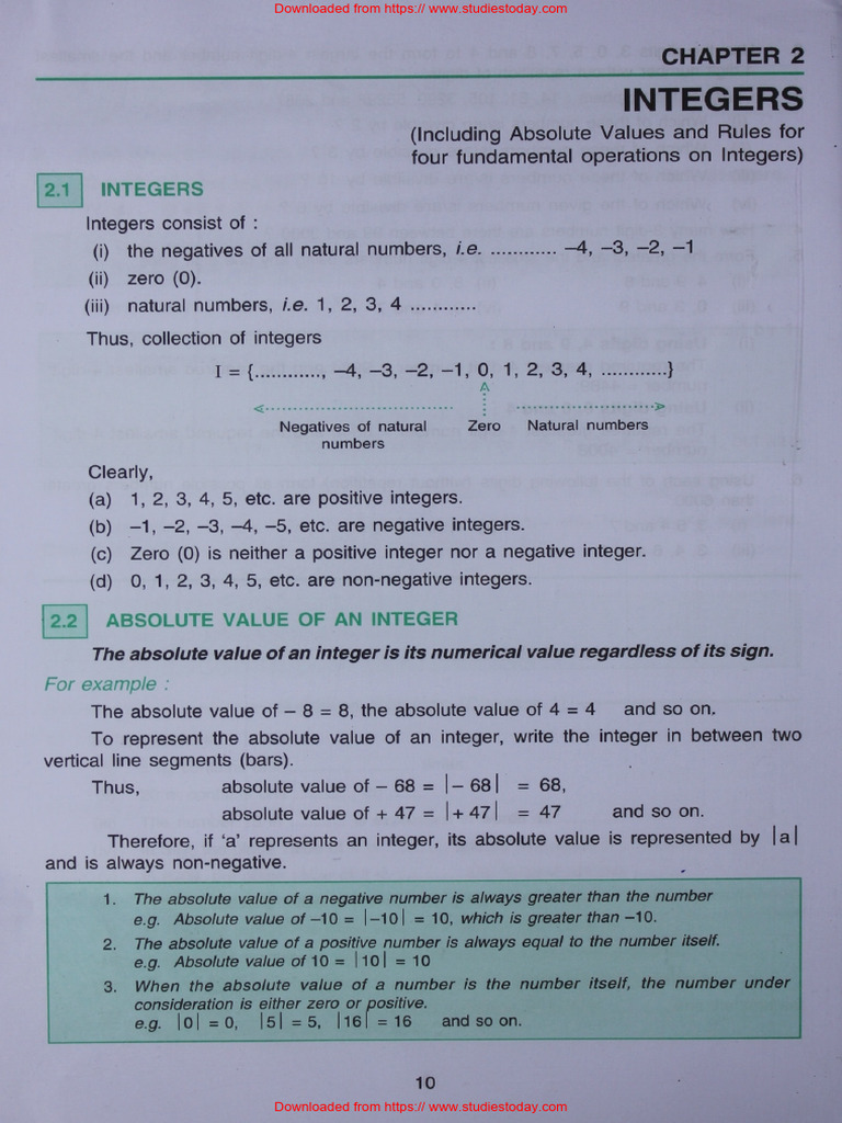 Class 6 ICSE Integers Worksheet PDF | PDF