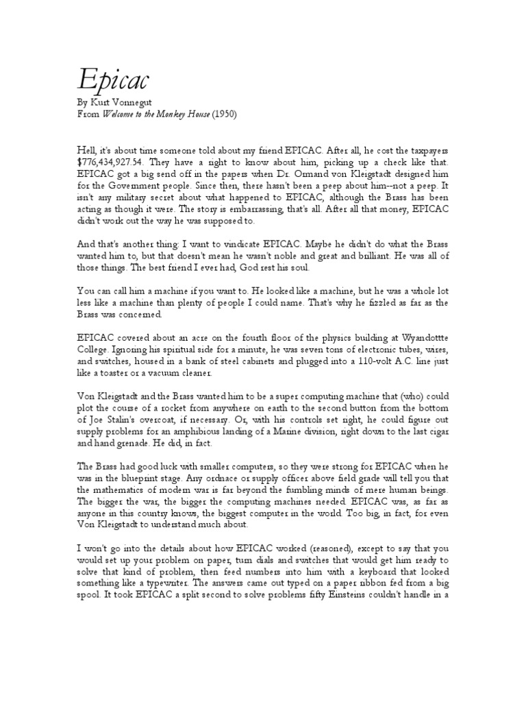 EPICAC VONNEGUT PDF