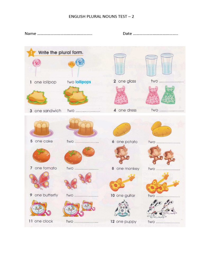 English Plural Nouns Test Pdf