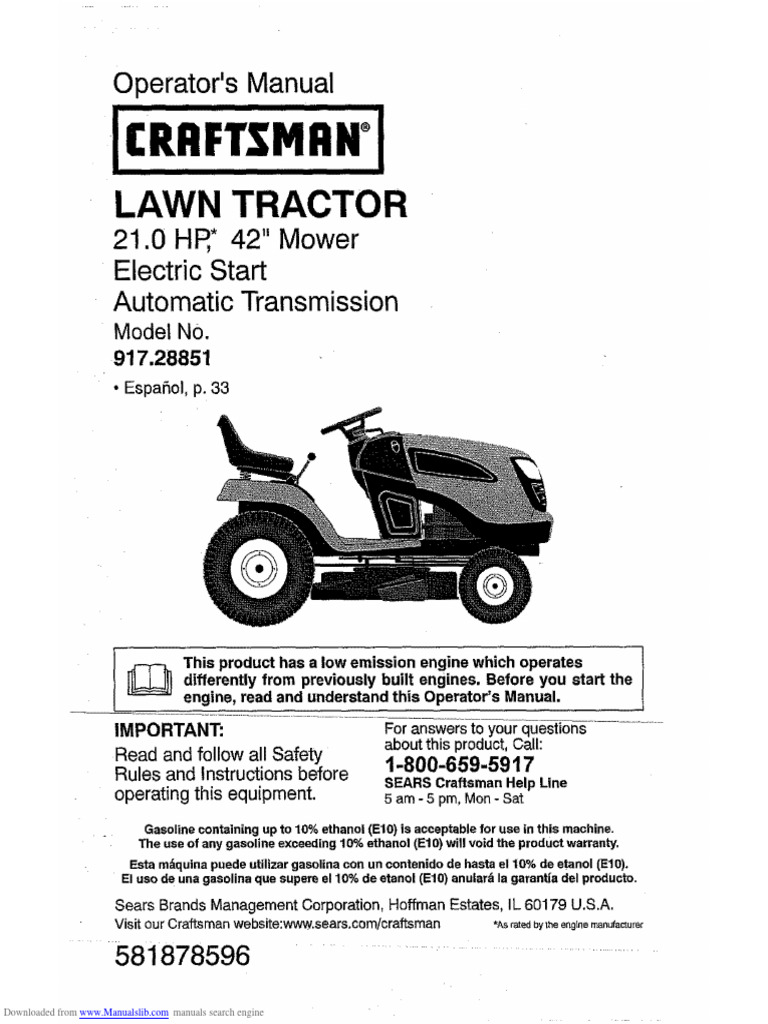 Craftsman 91726651 Operators Manual | PDF | Tractor | Manual Transmission