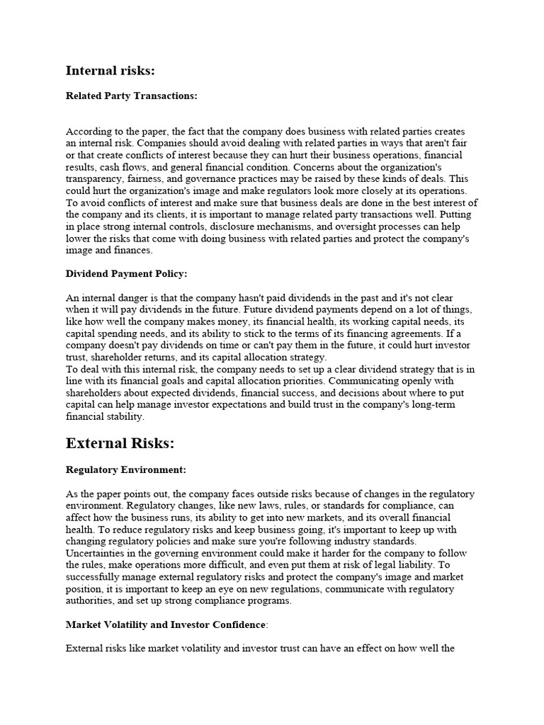 Managing Internal and External Business Risks | PDF | Dividend | Risk