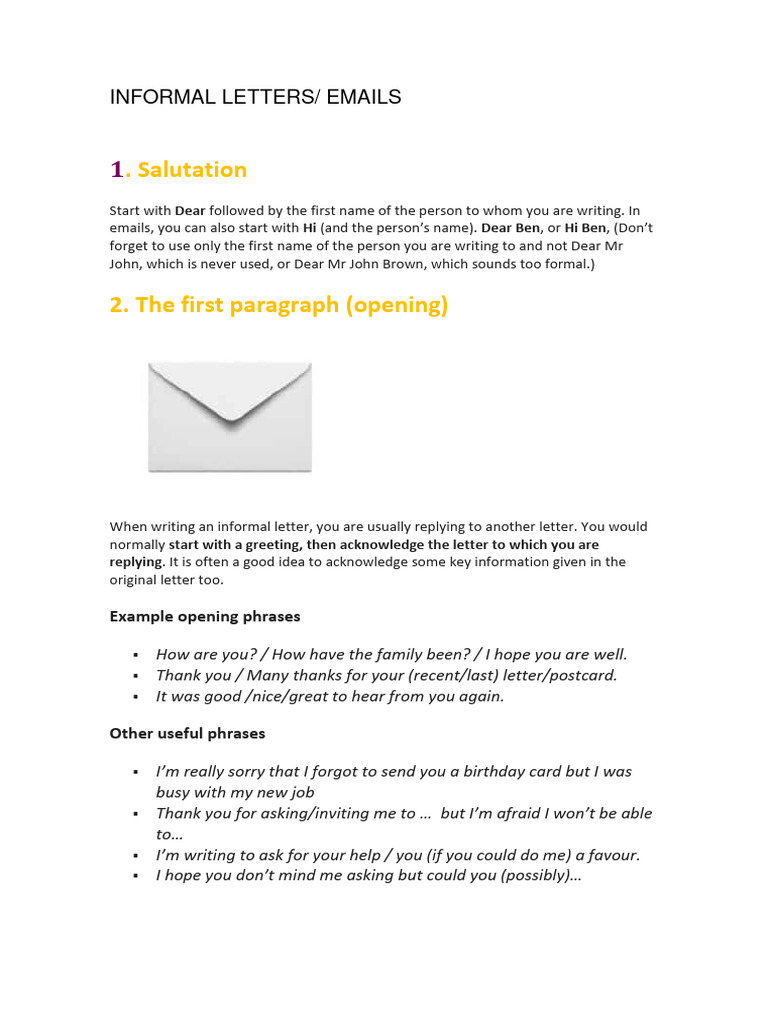 Informal Email and Letter Writing Guide | PDF | Career & Growth ...