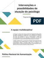 Intervenções e Possibilidades de Atuação Do Psicólogo