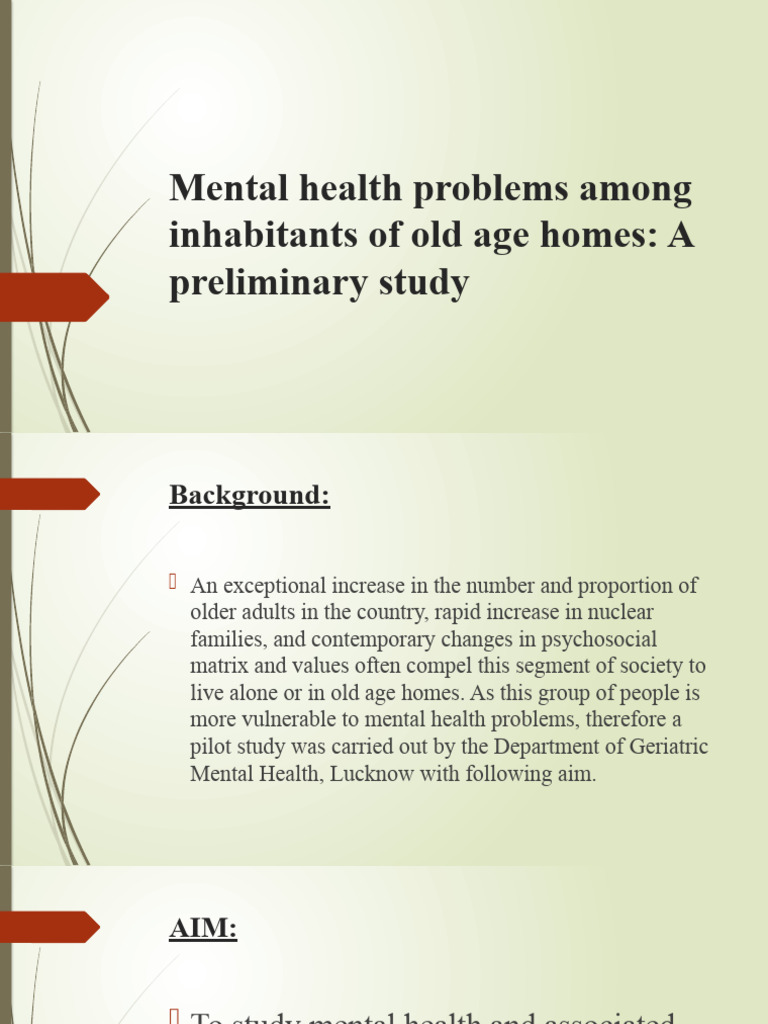Mental Health in Old Age Homes Study | PDF | Mental Disorder | Mental ...