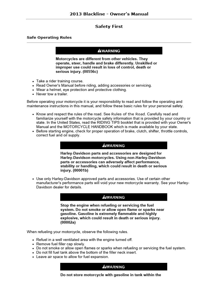 ファストマニュアルA Harley-Davidson Blackline Owner - S Manuals | PDF | Tire | Anti