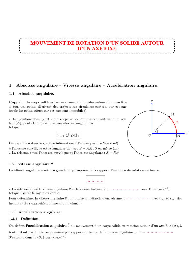 Rotation Cours | PDF | Moment d'une force | Rotation