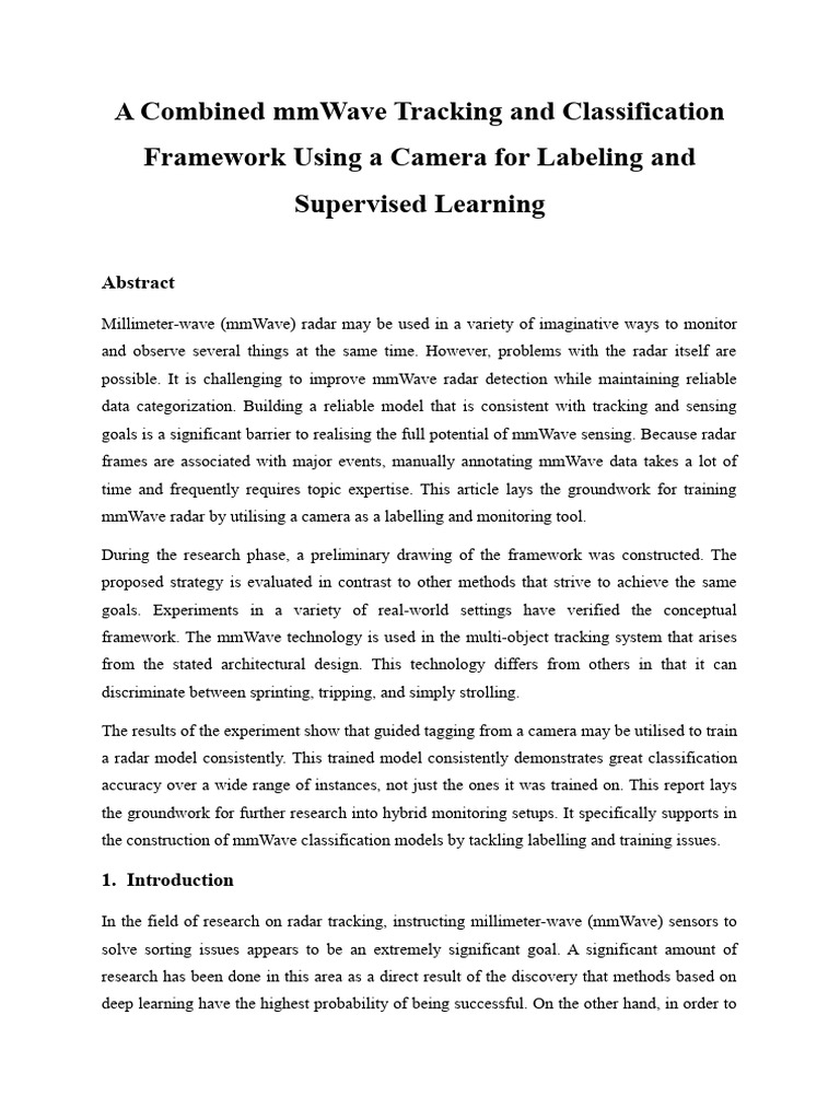 mmWave Radar and Camera Fusion Framework | PDF | Radar | Data