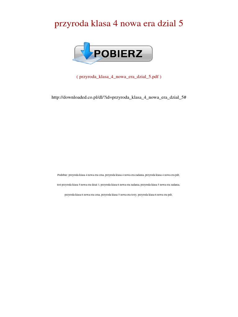 Klasa 4 Przyroda Nowa Era Przyroda Klasa 4 Nowa Era Dzial 5 | PDF