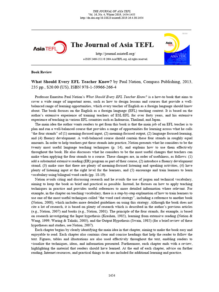 Essential Insights for EFL Teachers | PDF | English As A Second Or ...
