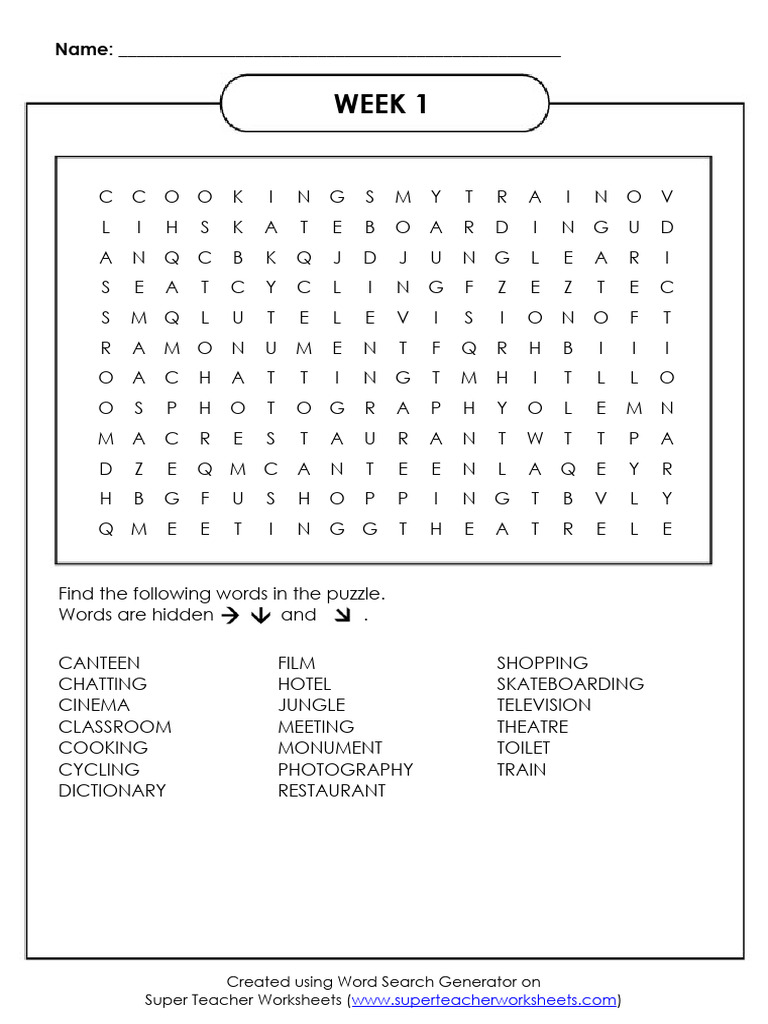 Week 1 Word Search Puzzle | PDF | Word Search | Puzzles