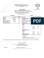 Certificado Calidad - Cemento Tipo I