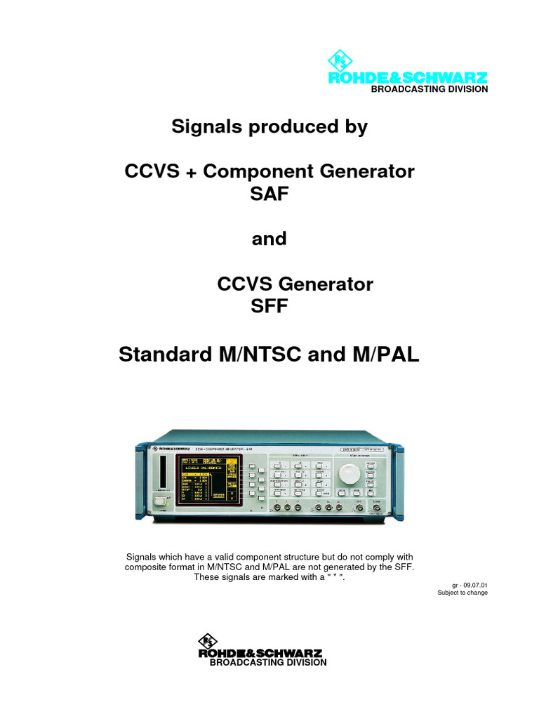 Signals produced by CCVS-Component Generator SAF and CCVS Generator SFF ...