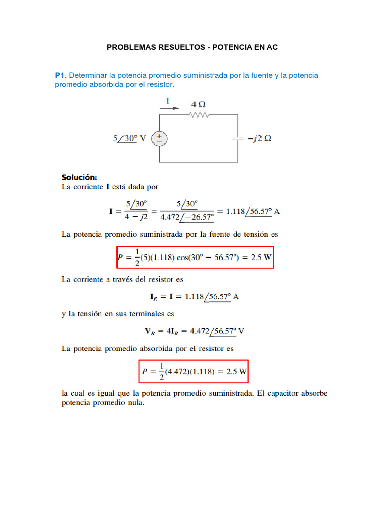 Ejemplos de Potencia en Circuitos AC | PDF | Energia electrica | Red ...