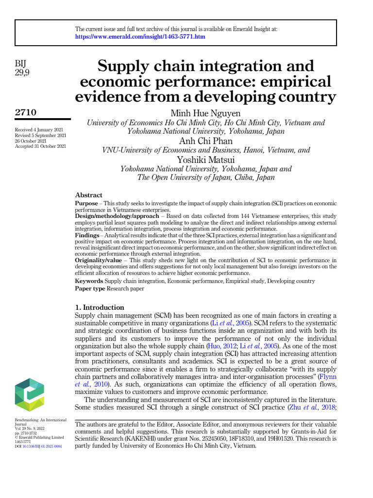Impact of Supply Chain Integration on Economic Performance | PDF ...