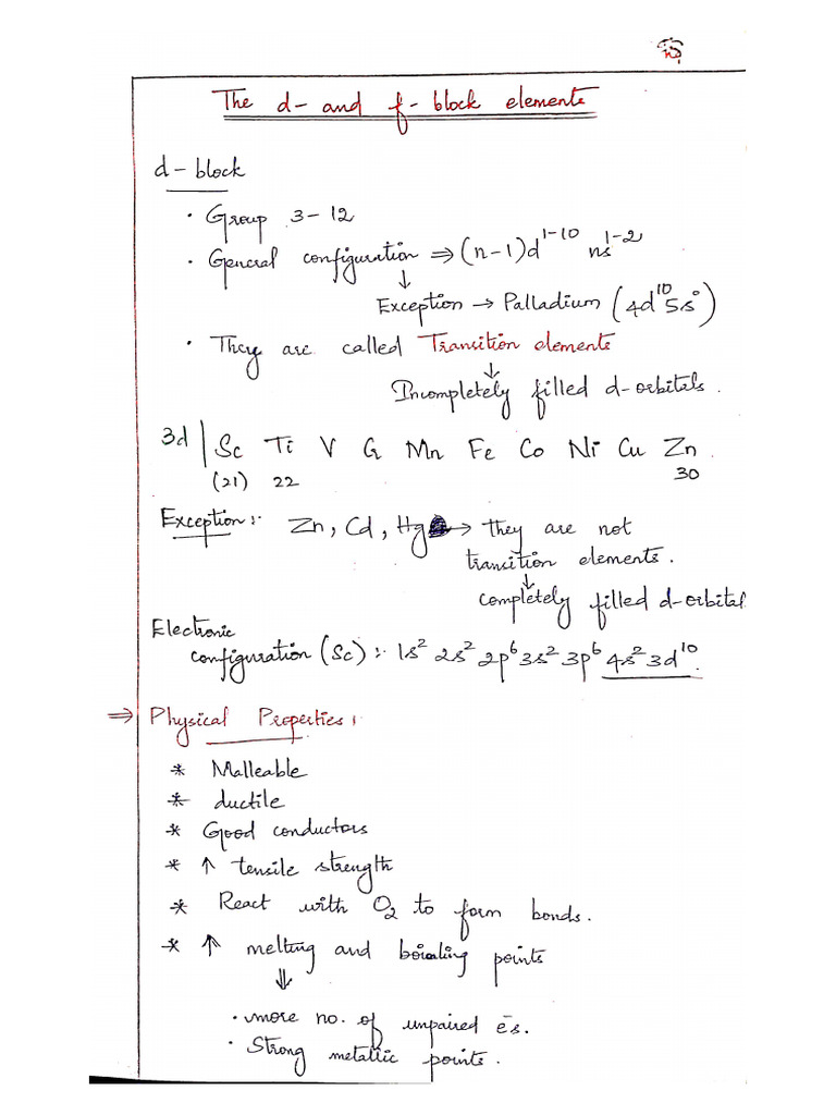 Class 12 - D Block Elements | PDF