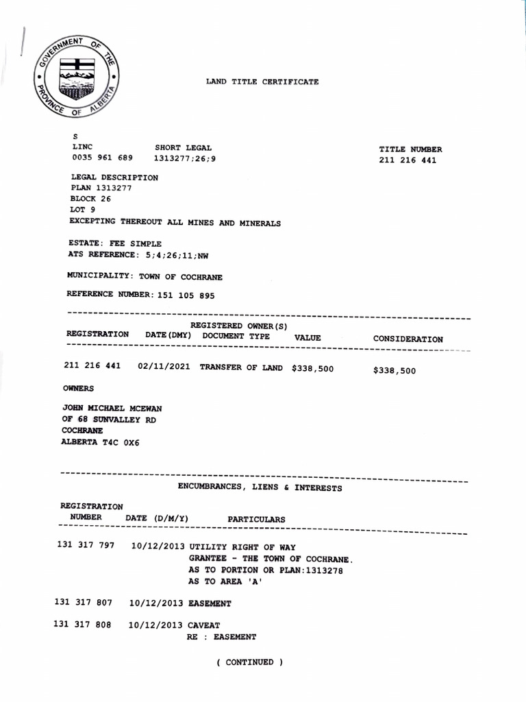Land Title Certificate Summary | PDF | Political Economy | Real Estate