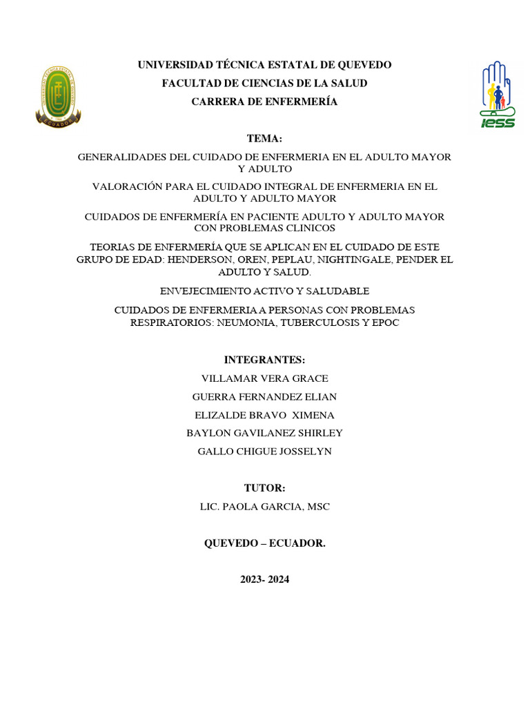 Cuidados de Enfermería en Adultos Mayores | PDF | Enfermería | Geriatría
