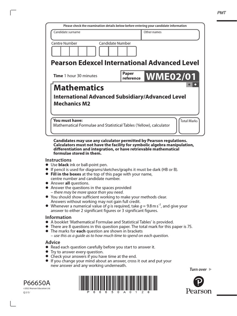 Mechanics M2 Exam Paper Overview | PDF | Collision | Acceleration