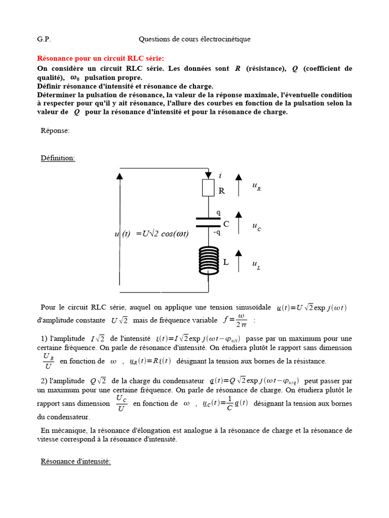 Résonance dans un circuit RLC série | PDF | Résonance | Oscillation
