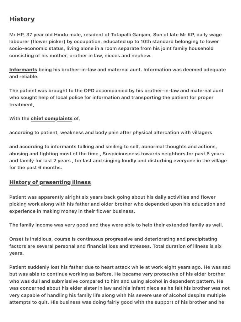 Paranoid Schizophrenia Case Study | PDF | Mental Disorder | Delusion