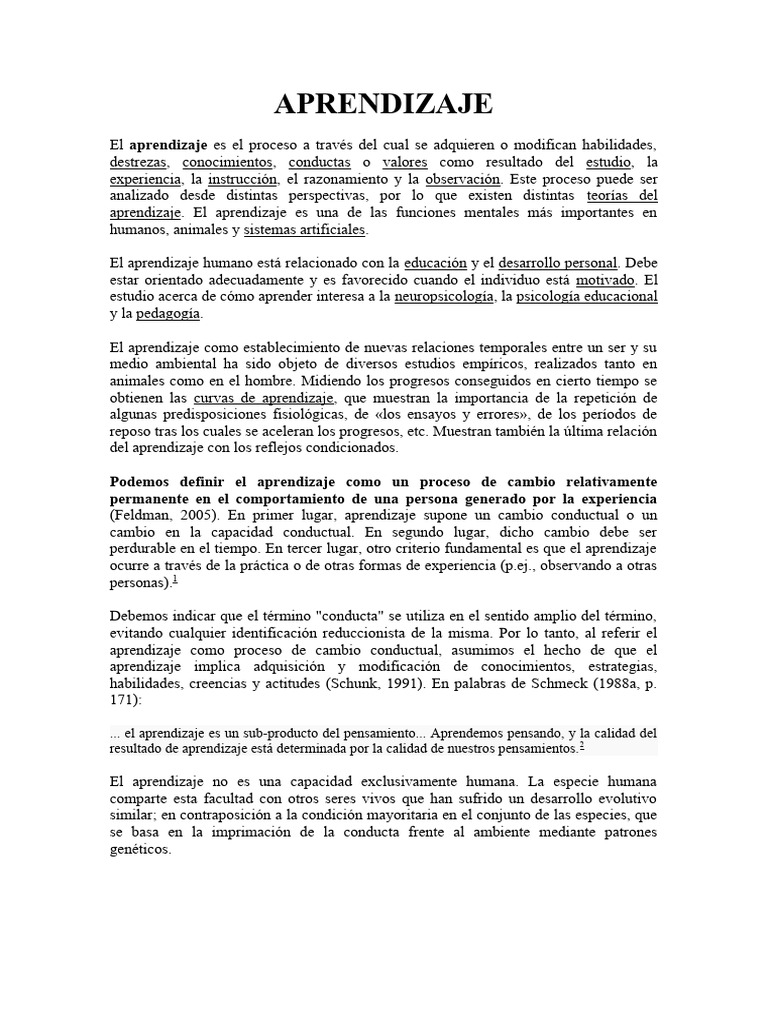 Aprendizaje | PDF | Aprendizaje | Ciencia cognitiva