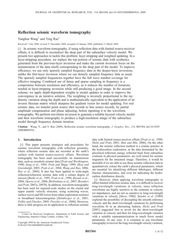 Journal of Geophysical Research Solid Earth - 2009 - Wang - Reflection ...
