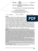 Protection Juridique Des Informations Privilégiées Sur La Bourse Algérienne