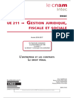 Ue 211 Estion Juridique Fiscale Et Sociale: Entreprise Et Les Contrats E Droit Pénal