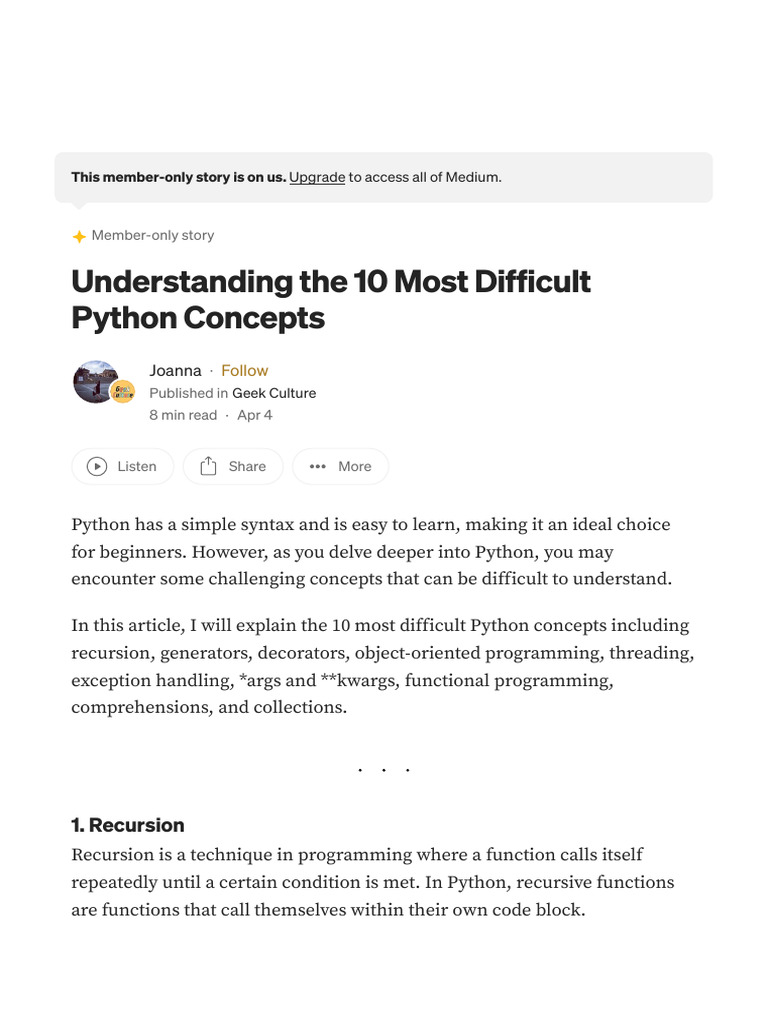 Understanding The 10 Most Difficult Python Concepts - by Joanna - Geek ...