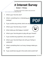 Student Interest Survey Pack Printable PDF