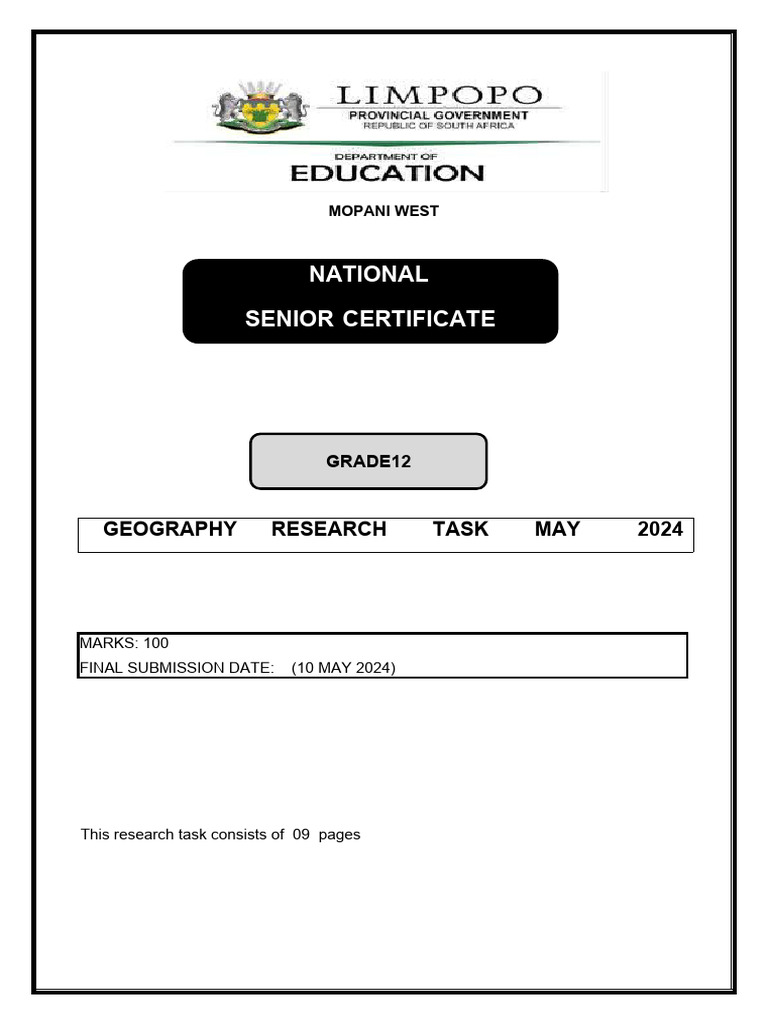 Geography Grade 12 Research Task 20241 Download Free PDF