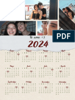 Documento A4 Calendario 2024 Papel Rasgado Collage Fotos Crema Rojo