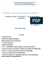 Anesthésie Et Anomalies Constitutionnelles de L - Hémostase