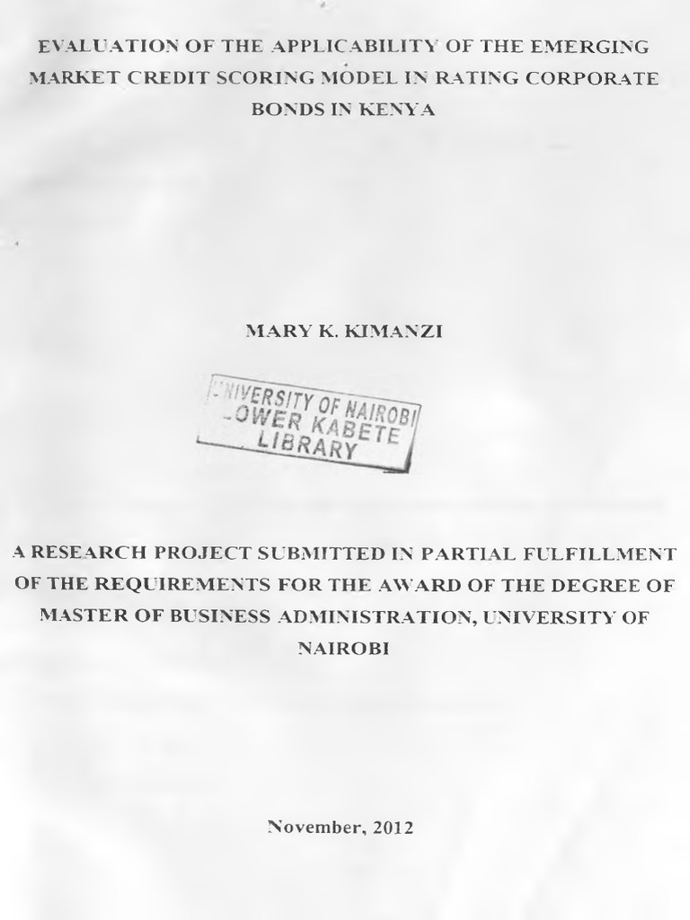 Kimanzi evaluation of the applicability of the emerging market credit