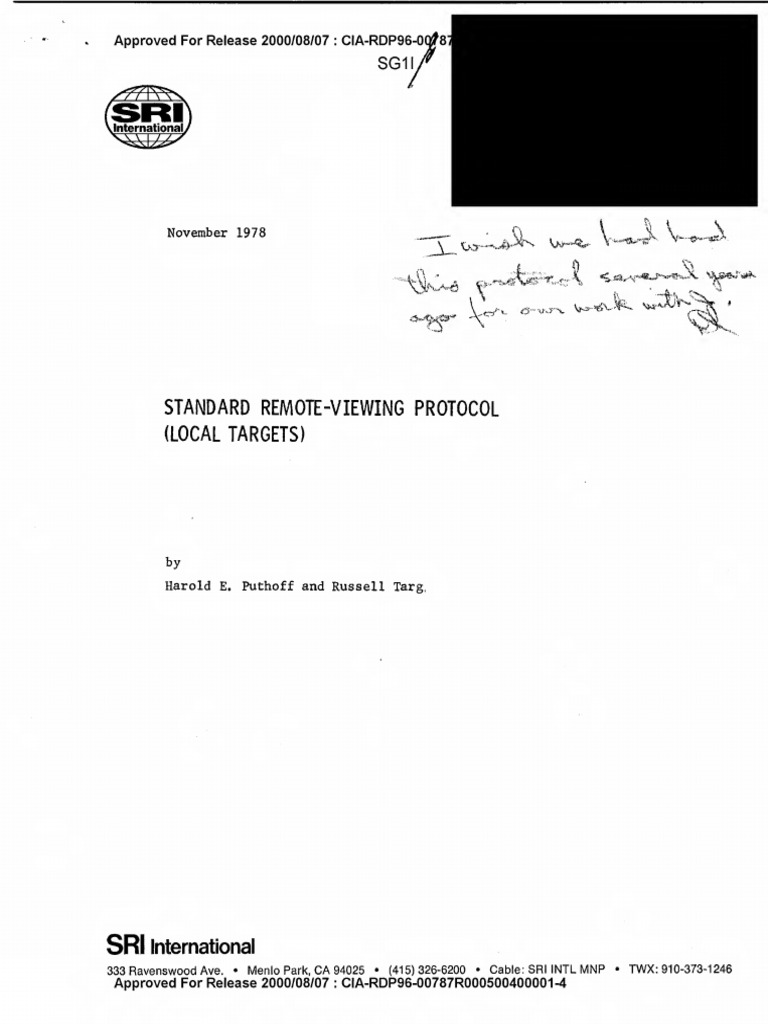 Remote Viewing Protocol Overview | PDF | Experiment