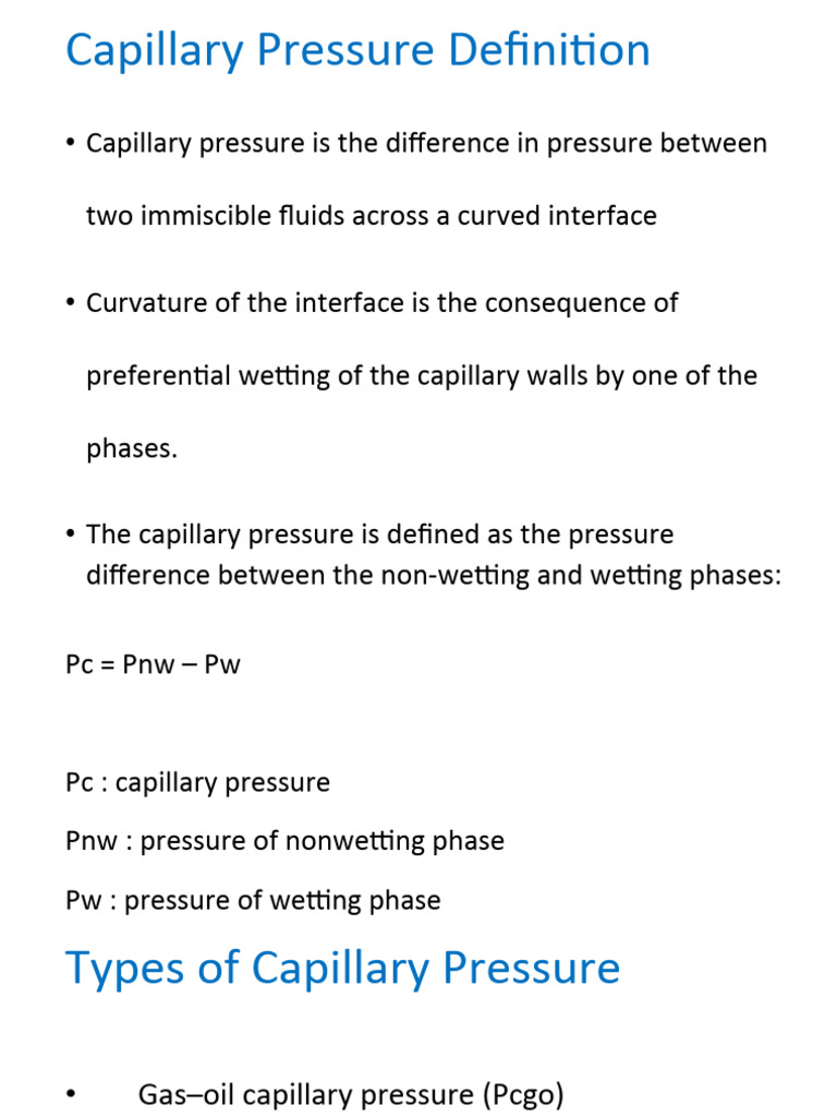 Capillary Pressure PDF Wetting Phase (Matter)