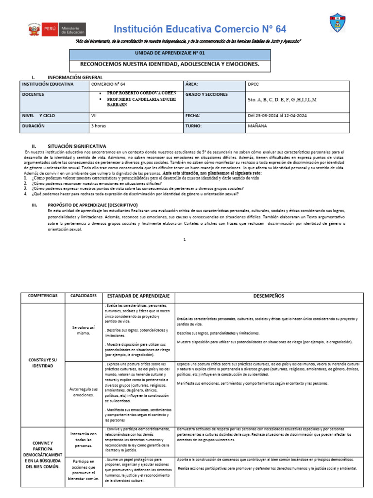Identidad y Emociones en Secundaria | PDF | Las emociones | Aprendizaje