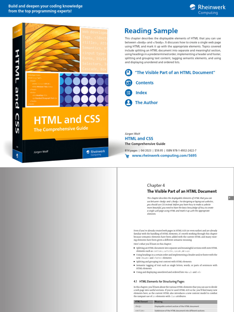 Reading Sample Sap Press HTML and Css | PDF | Html | Html Element