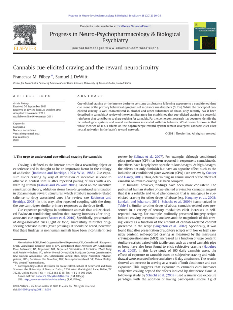 Cannabis cue elicited craving and the reward neurocircuitry pdf