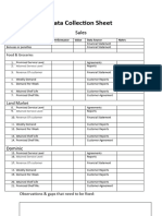 Data Collection Sheet Sales