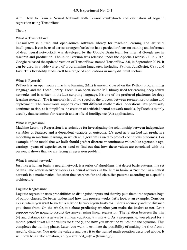 Train Neural Networks with TensorFlow/PyTorch | PDF | Machine Learning ...