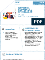 Nomes E Separação em Sílabas: 1 ANO AULA 24 - 1 Bimestre