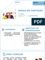 Sarau de Cantigas: 1 ANO AULA 17 - 1 Bimestre