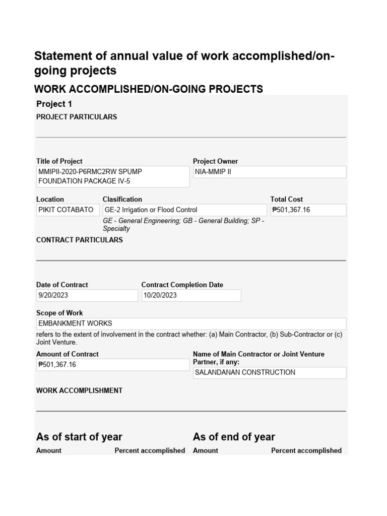 Annual Work Accomplishment Report | PDF | Joint Venture | Engineering
