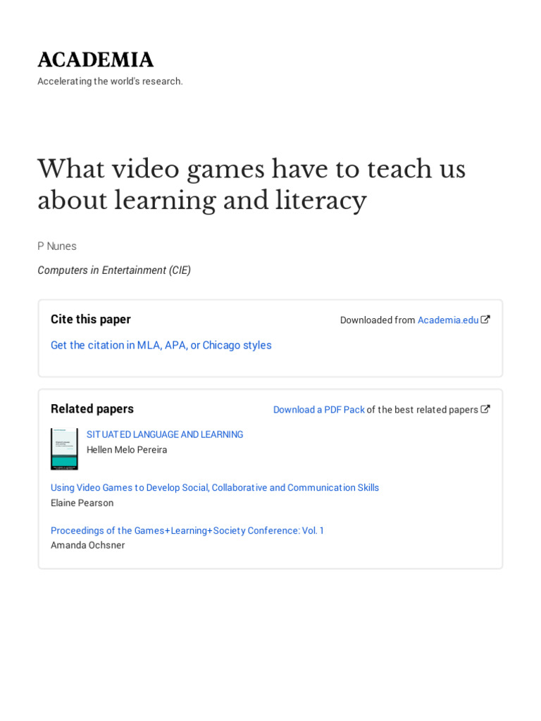 Gee J.P.What Video Games Have To Teach Us About Learning and Literacy