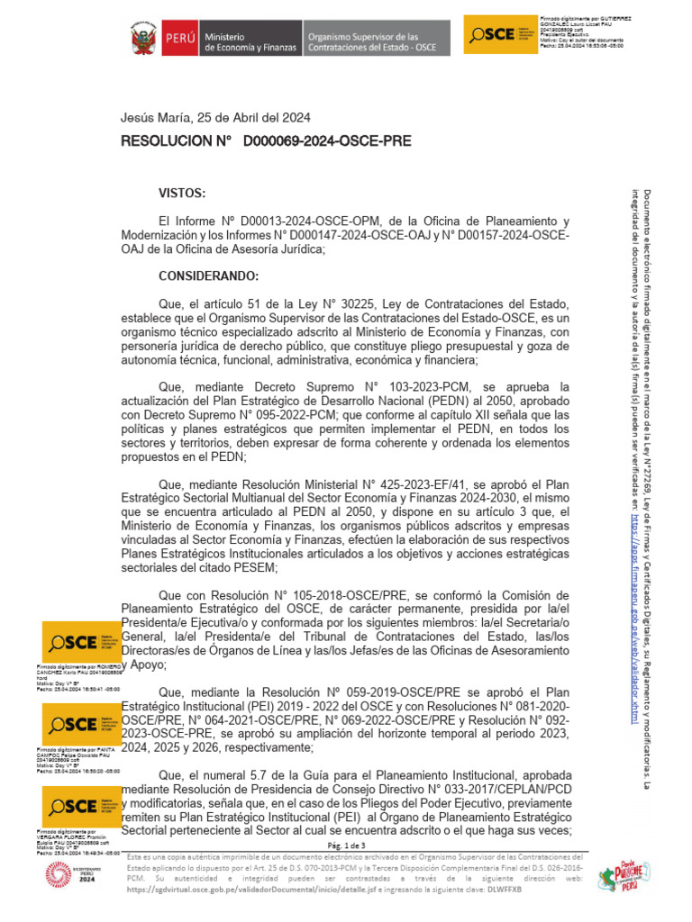 Resolucion N 069 2024 Osce Pre | PDF | Organización para la seguridad y