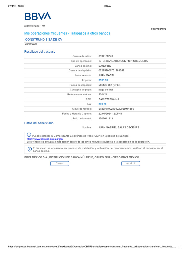 BBVA de Construndis A Juan Gabriel Salas 220424 | Descargar gratis PDF ...
